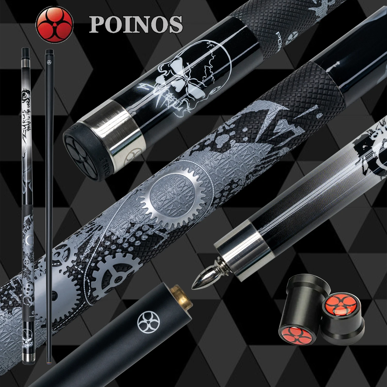 

POINOS 13 mm Professional Carbon Fiber Maple Shaft Center Joint Billiard Pool Cue Stick Joint Protector Tip Billar Kit Play Cue