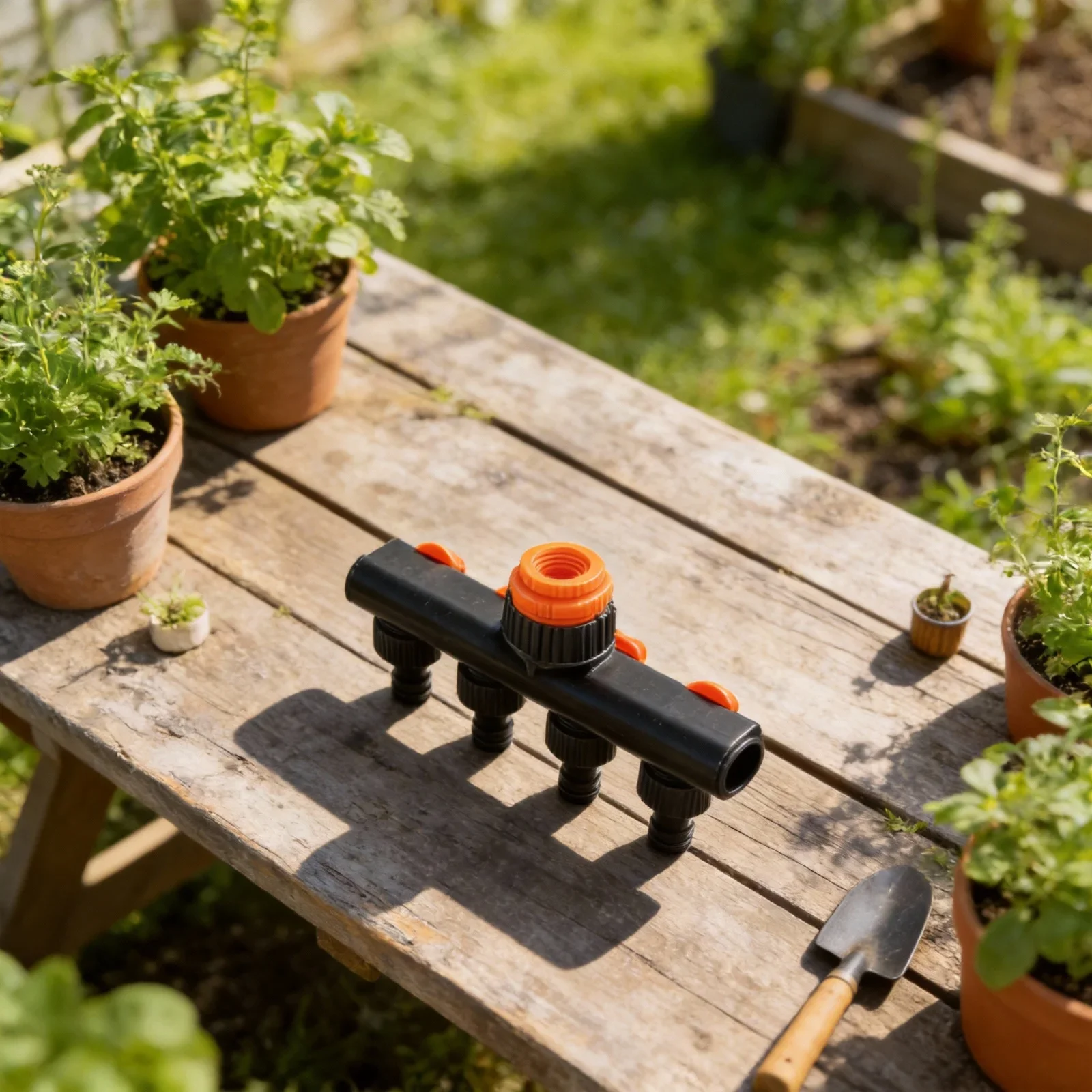 4 Way Hose Splitter for Garden Irrigation with Quick Connect Compatible with 12 Inch and 34 Inch Hose Fittings