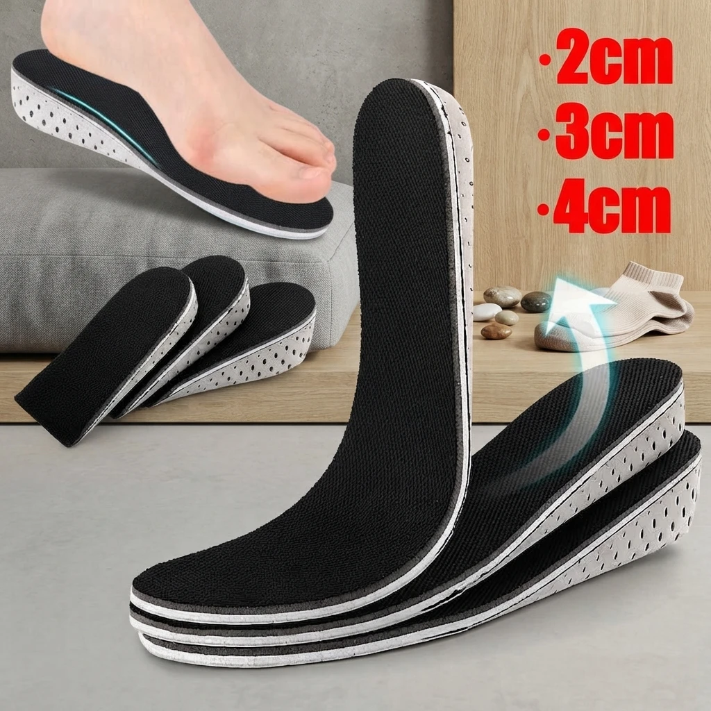 Semelles rehaussantes pour augmenter la taille, 1 paire, semelles intérieures en mousse à mémoire de forme, respirantes et durables, pour rehausser le talon, coussinets de rehaussement pour chaussures, modèle unisexe, confort et soutien.