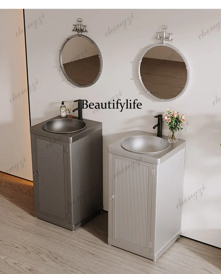 Small column wash basin commercial, color wash cabinet personalized creative floor integrated wash table