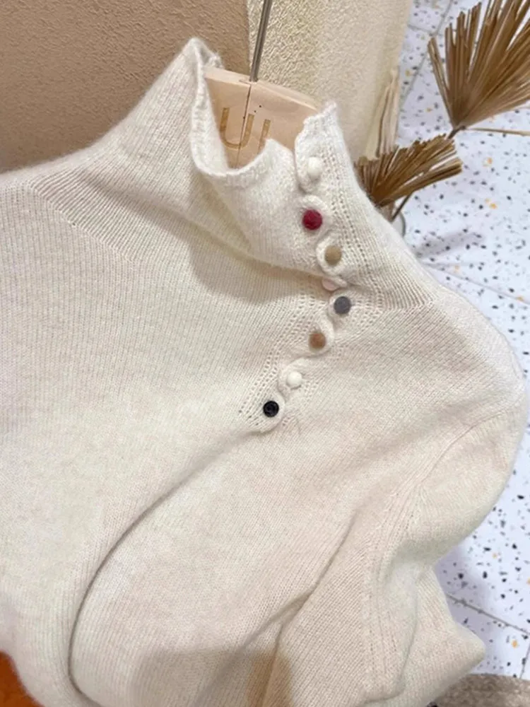 

Однотонный свитер с высоким воротником, удобный повседневный длинный вязаный топ све, утягивающий базовый слой, irt Sli, Новое поступление