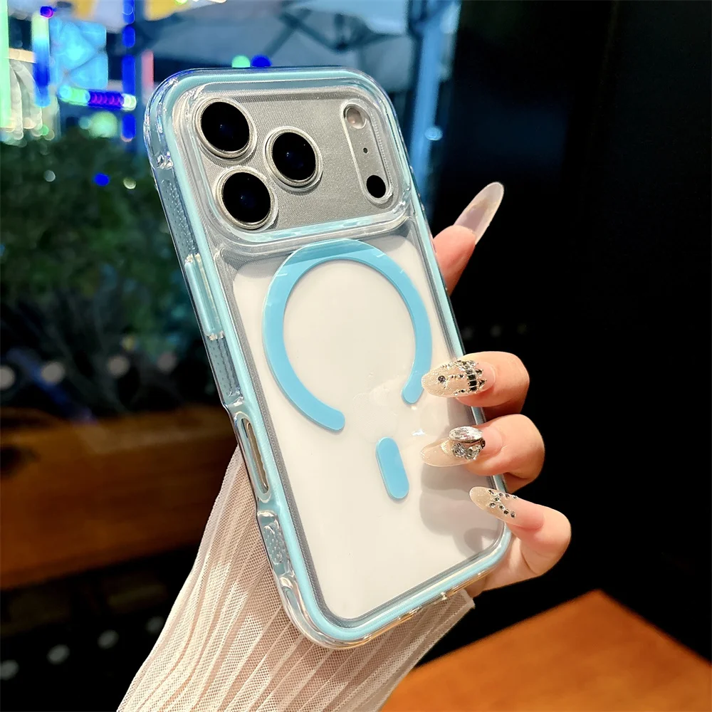 2-in-1 Transparente TPU-Handyhülle für iPhone 18 Pro Max 17 Air 16 15 14 13 12 11 mit MagSafe Magnetischer Kabelloser Ladeabdeckung – Detail 7