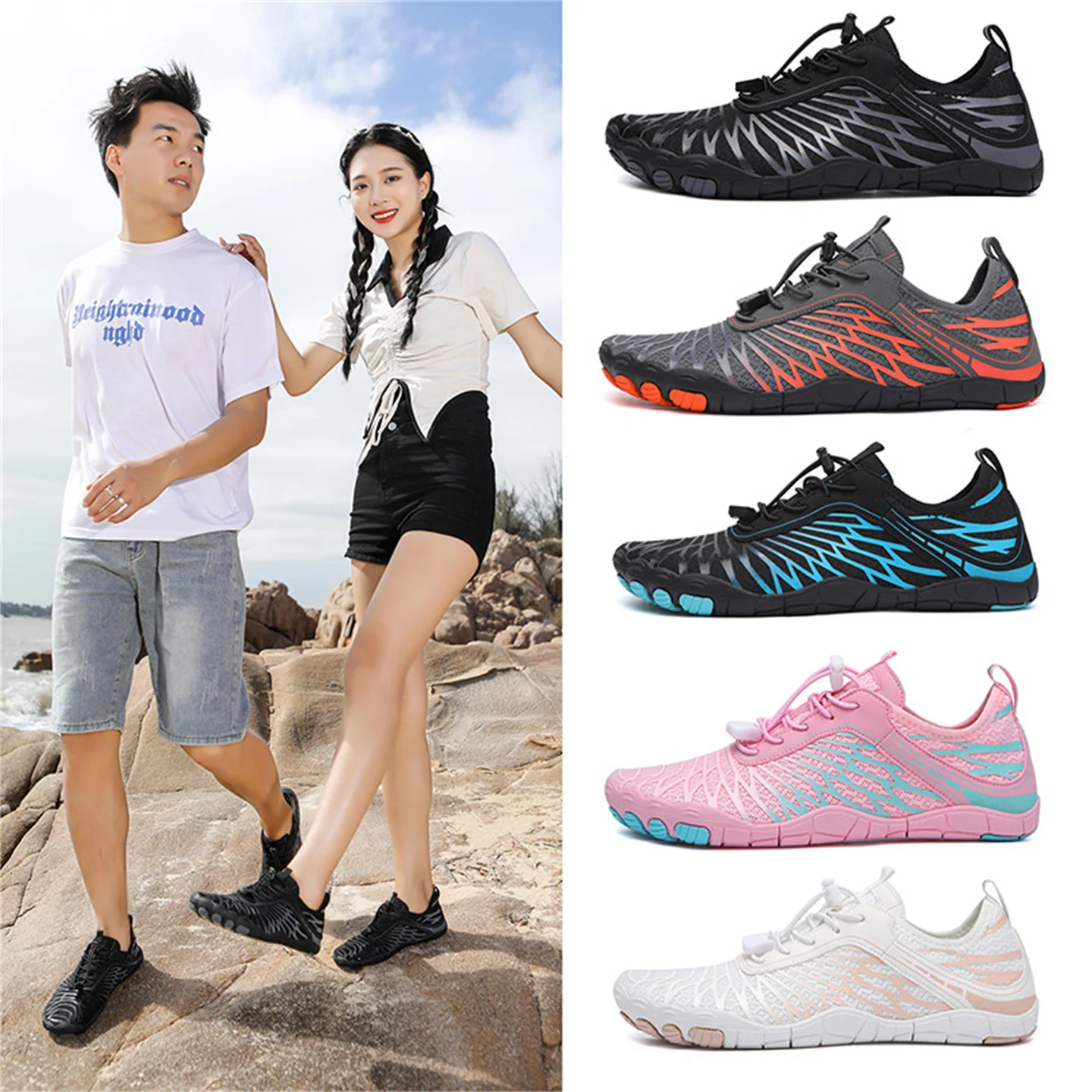 

Outdoor River Tracing Shoes For Men And Women, Beach, Skin-Friendly Swimming, Five-Finger Non-Slip, Quick-Drying, Breathable