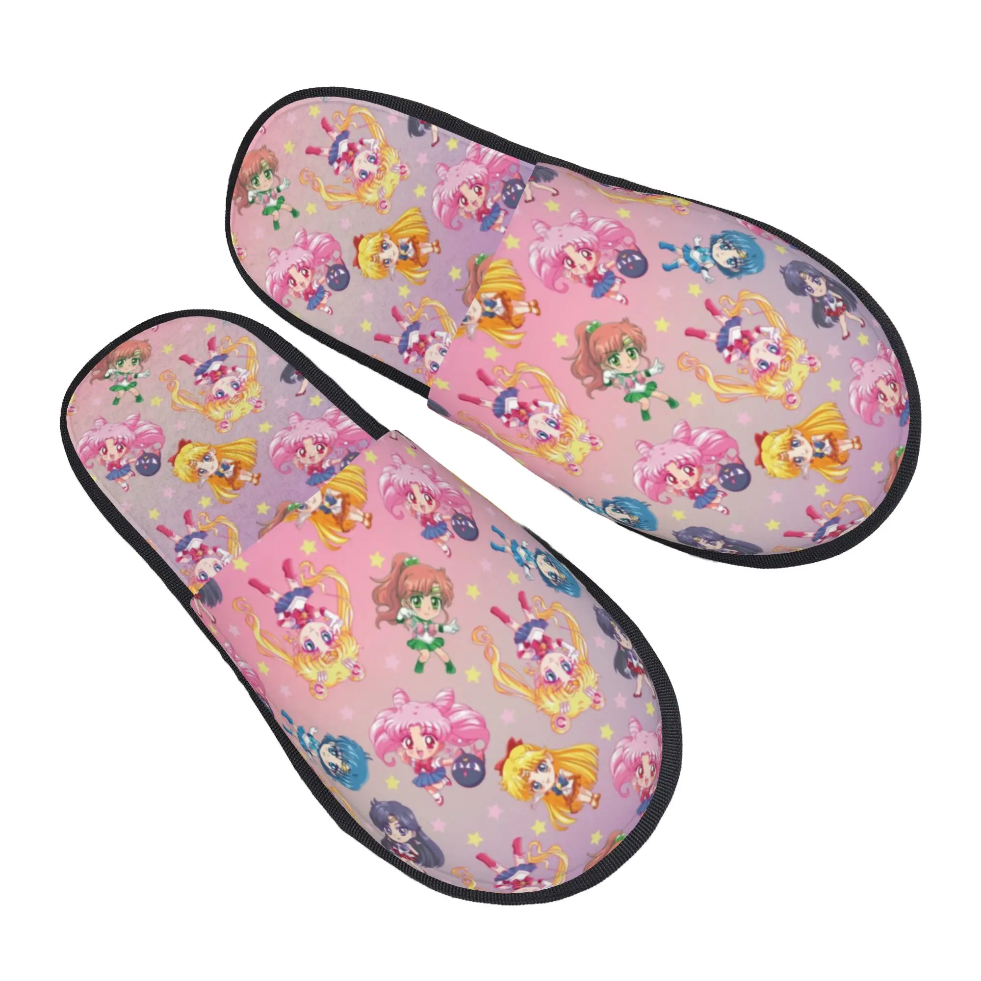 Custom Sailors Anime Moons Guest Slippers for Bedroom Women Usagi Tsukino Rabbit House Slipper