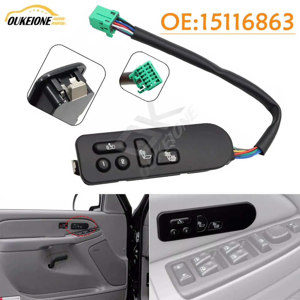 

Front Left Seat Heater Switch Driver Side for 2003-2007 Chevy Silverado 1500 2500 3500 GMC Sierra 1500 2500 3500 15116863