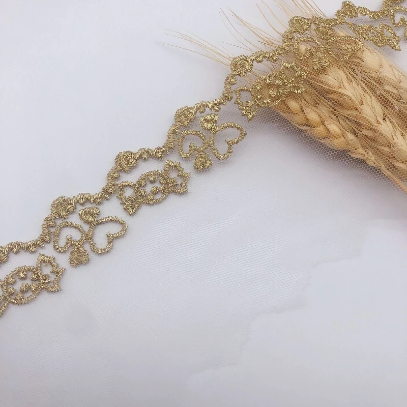 

40 ярдов розовая золотая ткань для вышивки, кружевная лента, сделай сам, шитье занавесок, одежда, гипюровые бейки, украшение для рукоделия