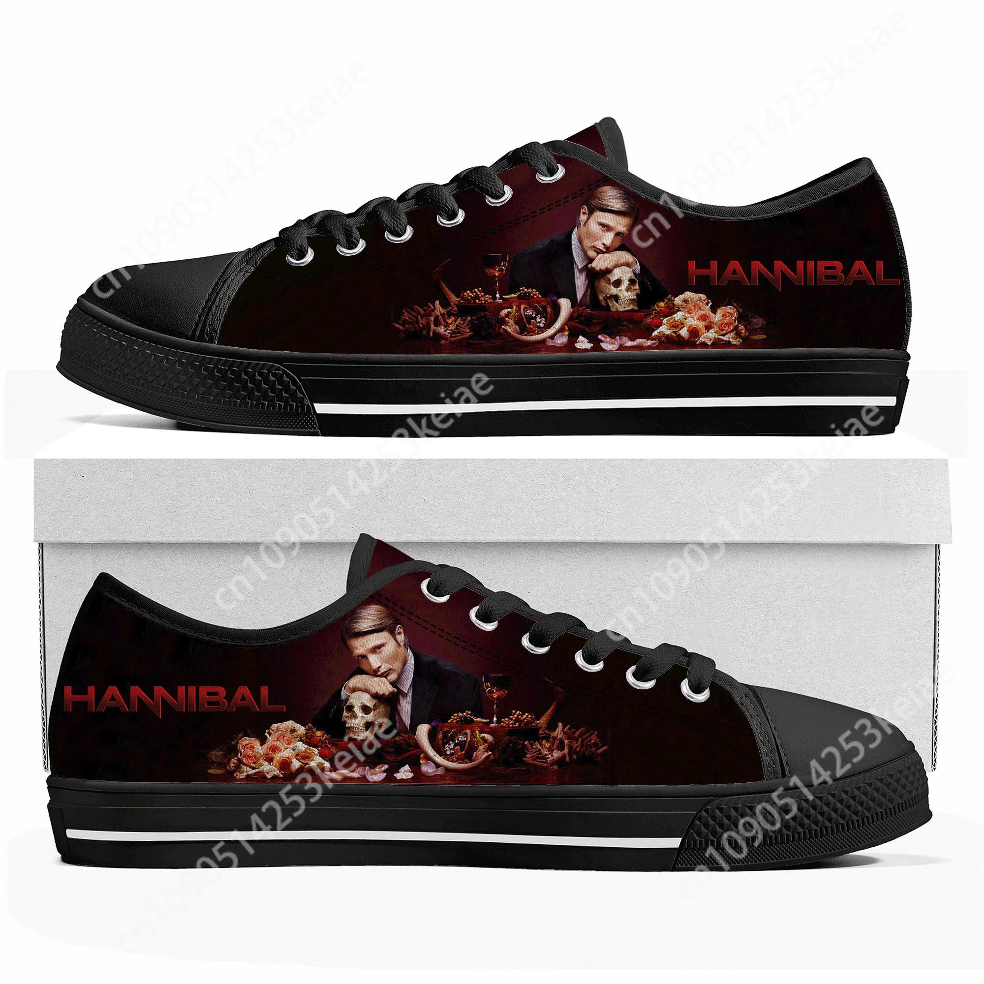 Hannibal Sneakers Low Top Pria Wanita remaja kualitas tinggi Mads Mikkelsen sepatu kanvas Sneaker pasangan kasual sepatu kustomisasi DIY