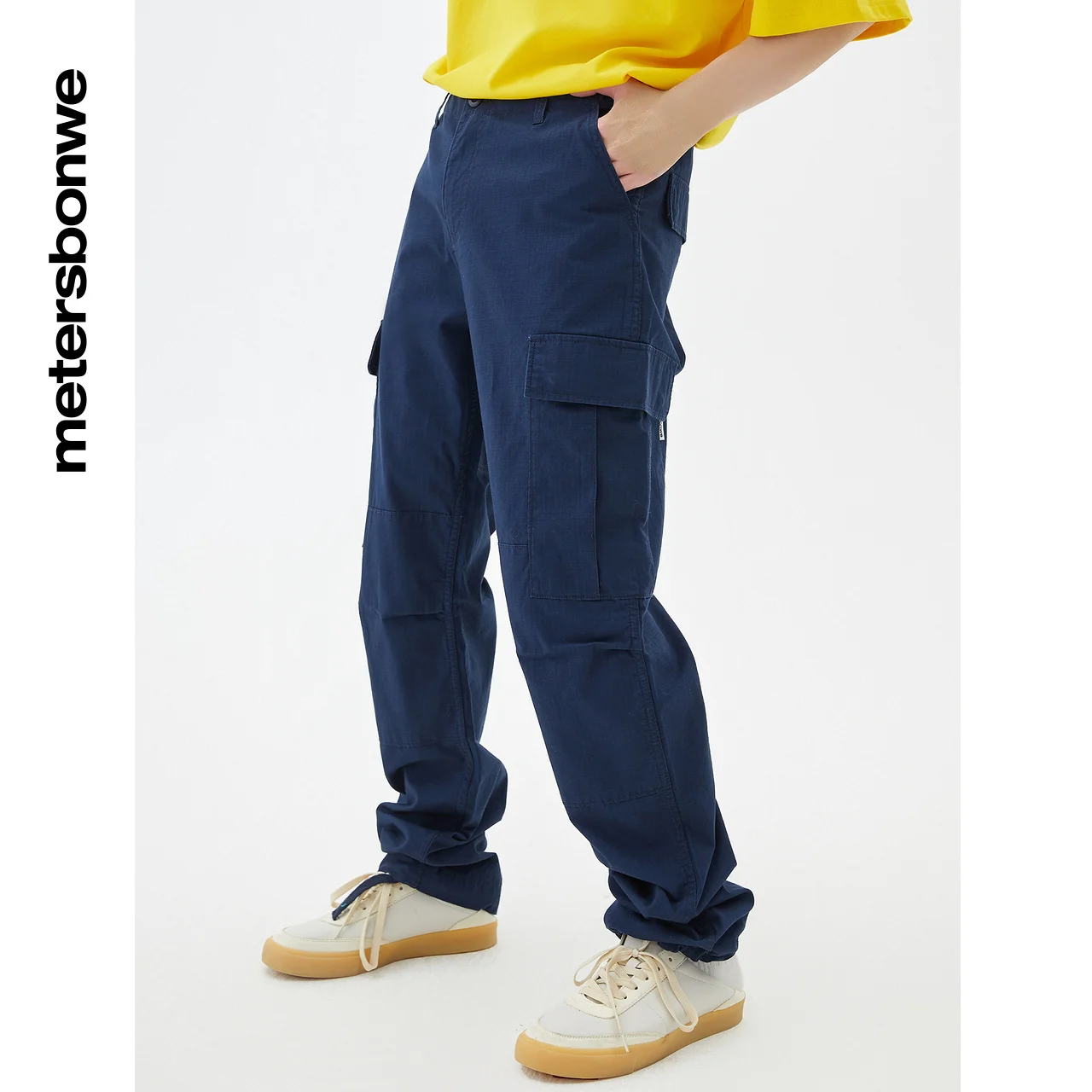 Metersbonwe-Pantalones informales de verano para hombre, pantalón holgado de moda urbana, 100% algodón