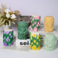 Maple Leaves Silicone Candle Molds Sunflowers Column Resin Mold Silicone Tulips Flower Cylinder Soap Gypsum Mould DIY Home Decor