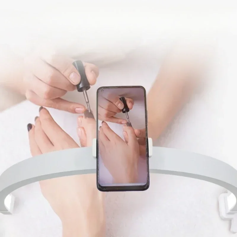 Lámpara de mesa para uñas LED media luna plegable portátil manicura escritorio luz profesional salón de belleza iluminación portátil luz de relleno