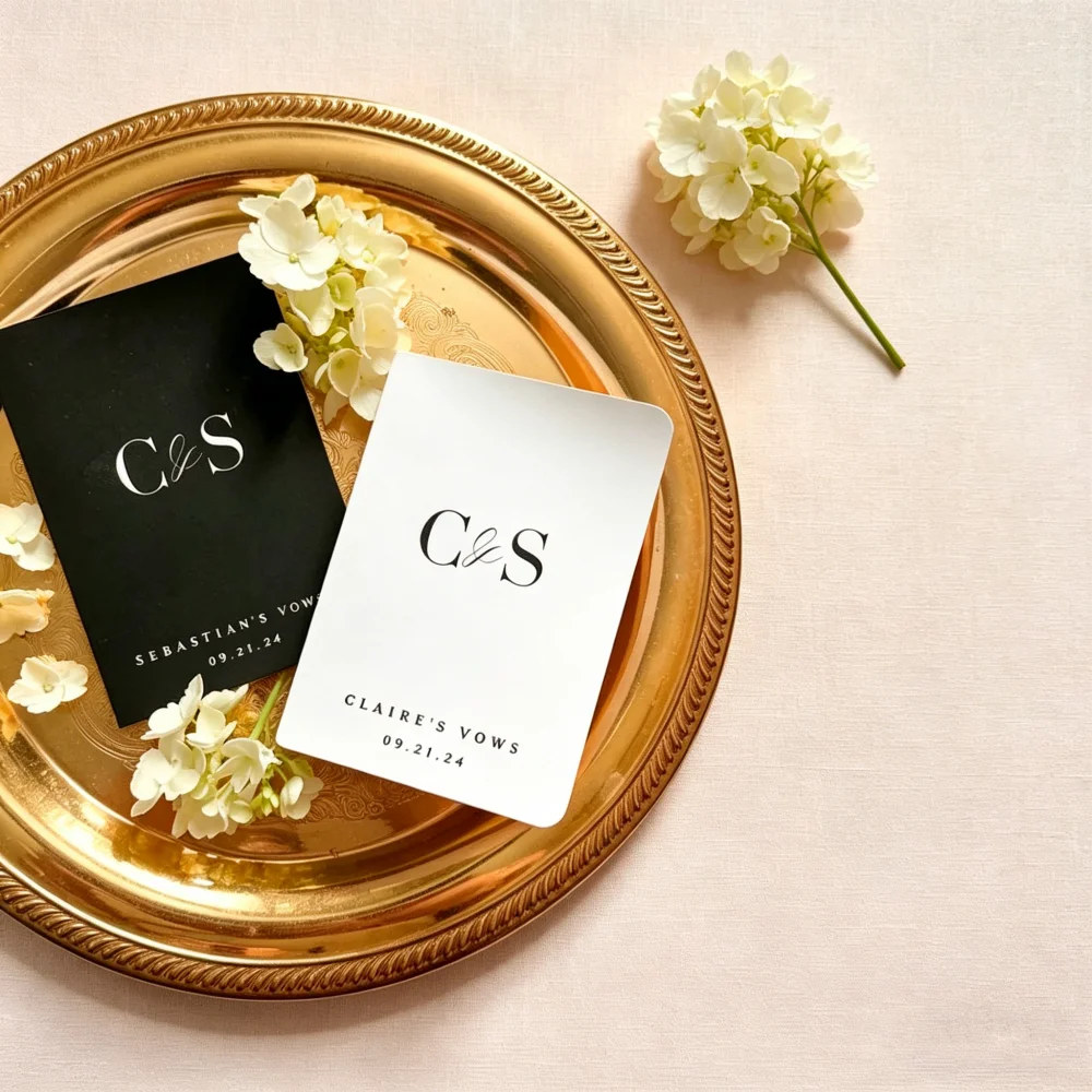 

Custom Initial His & Hers Vow Book Set, Multi-Color Black White Wedding Notebook Gift for Bride and Groom