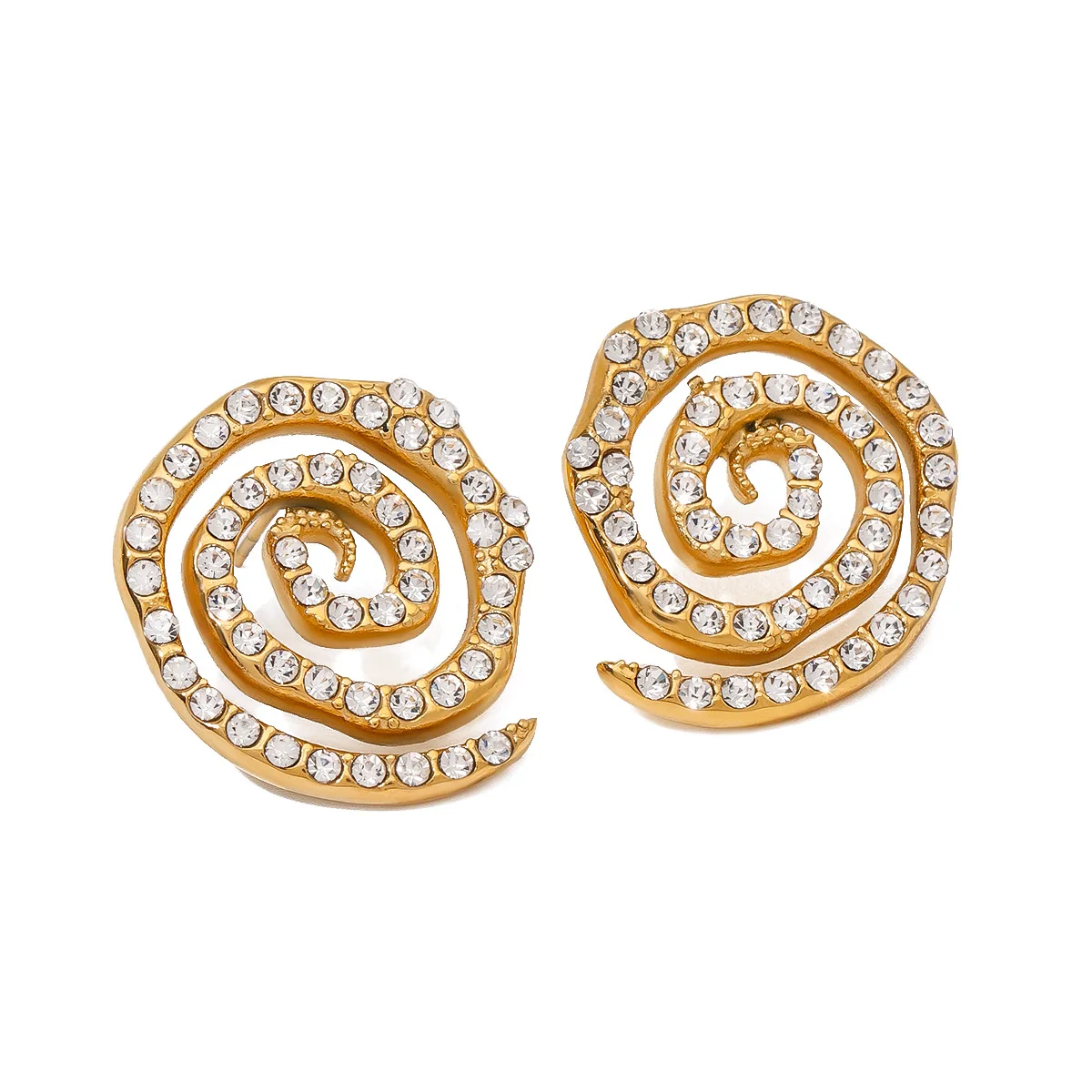 

Stainless Steel PVD 18K Gold Plated Tarnish Waterproof Crystal Twist Earrings For Woman Jewelry Wholesale INS