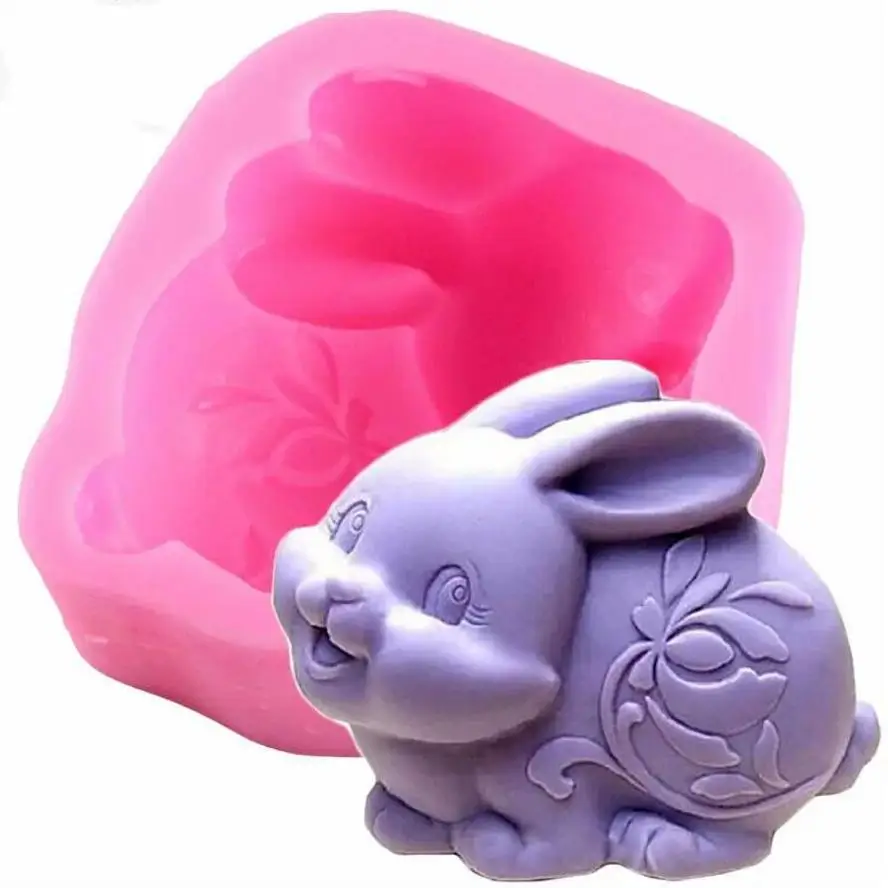 

1 Pcs Easter Rabbit Silicone Mould Resin Clay Soap Mold Candle Bunny Mold Fondant Cake Decor