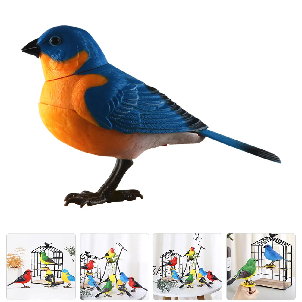 

Интерактивная пластиковая игрушка-птичка с датчиком движения, имитирующая пение птиц, для офисного стола, домашней полки, в природном стиле, забавный гаджет