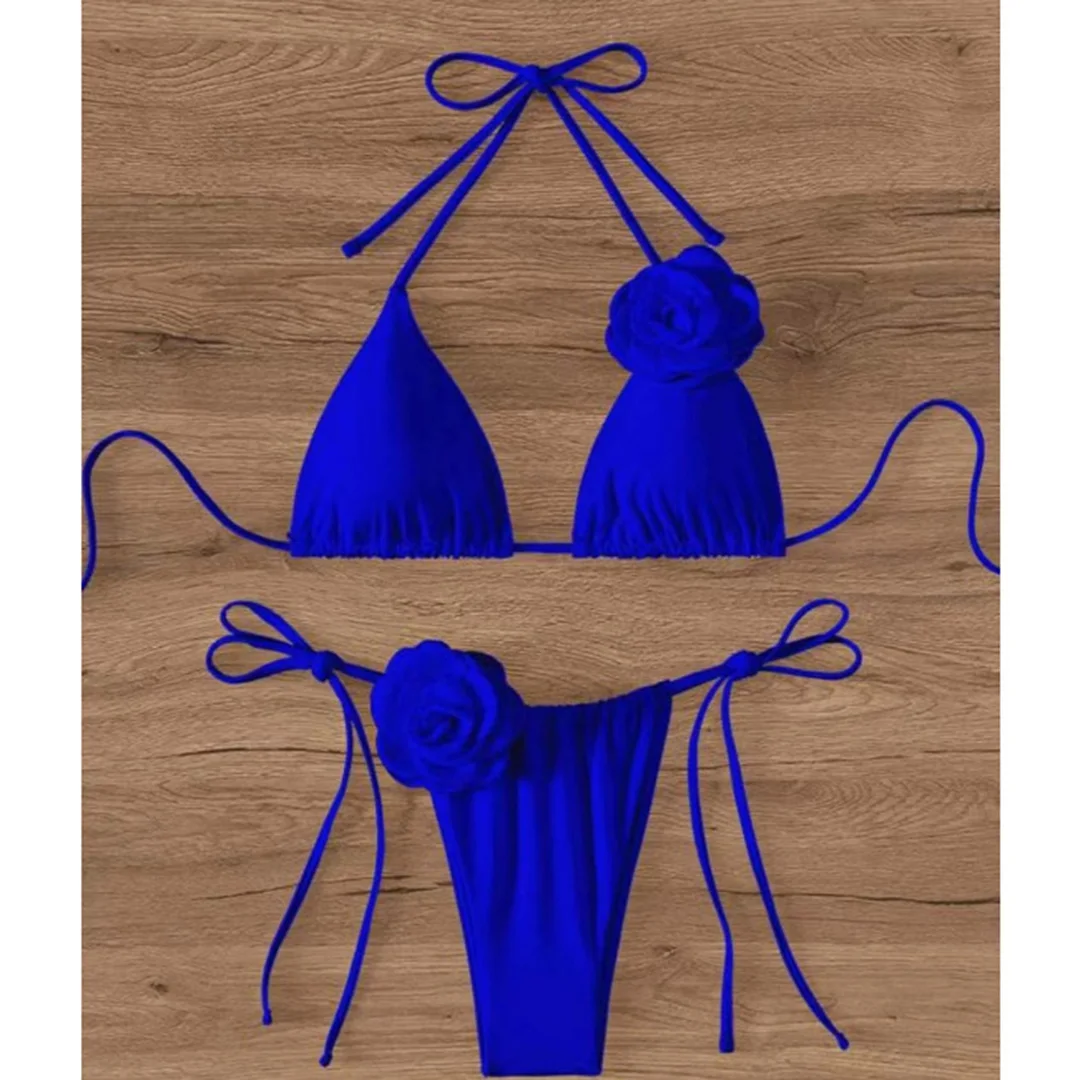 S - XL Sexy 3D-Blumen Neckholder-Bikini mit Trägern, Damen-Badebekleidung, zweiteiliger Bikini-Set, Badeanzug, Badebekleidung, Schwimmbekleidung V5297 – Detail 17