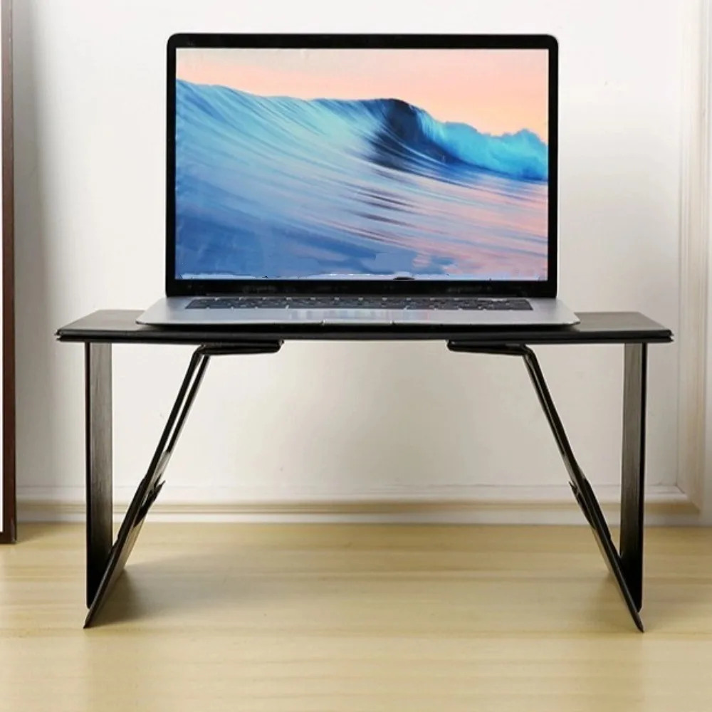 6-in-1 Function Foldable Laptop Stand Ultra-Thin Profile PU Leather Surface Laptop Desk Adjustable Portable Computer Support Car