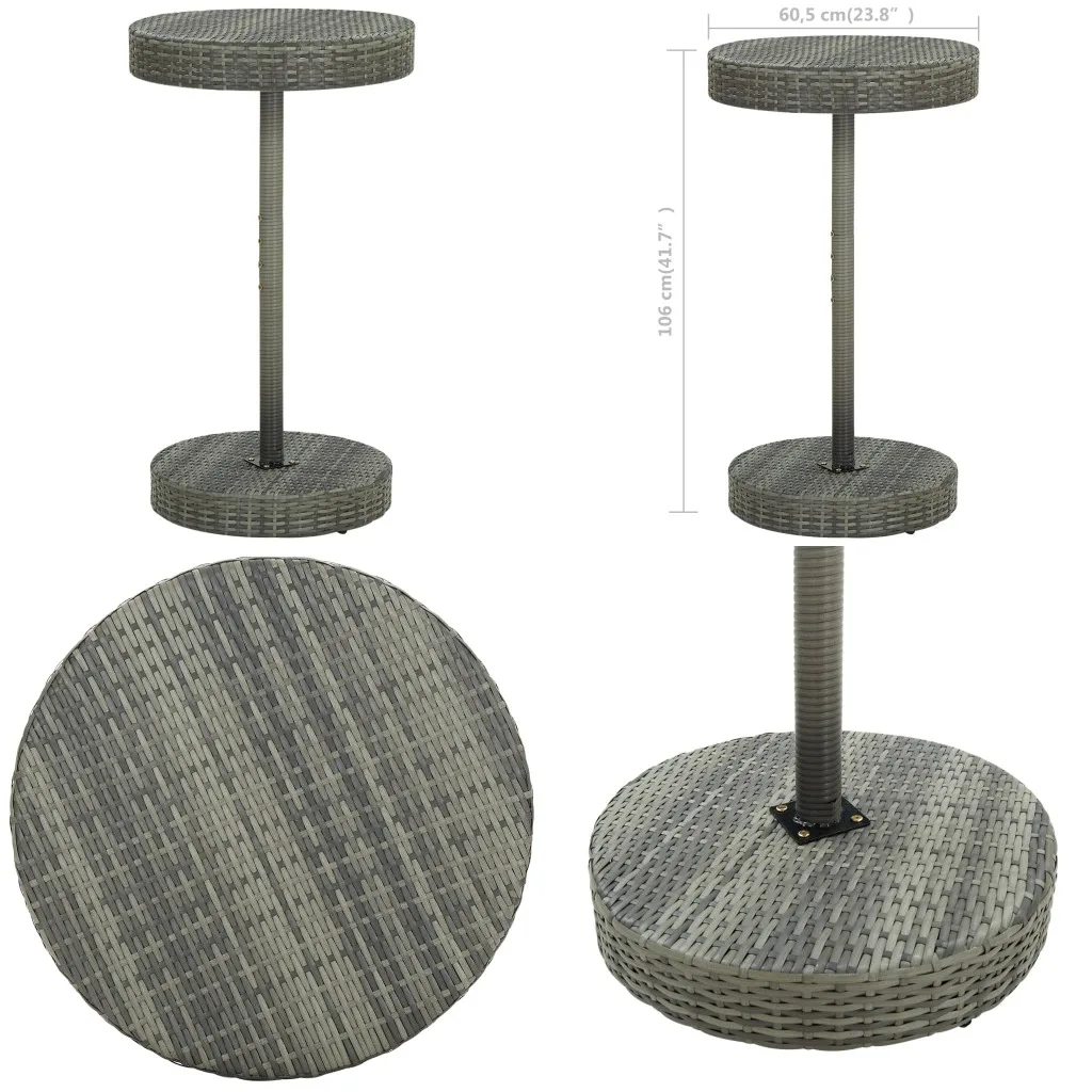 

Серый складной обеденный стол из полиротанга для патио, всепогодный, для сада, террасы, веранды, двора, 23.8x41.7 дюймов, на заказ