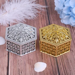 Caja de dulces hexagonal de plástico creativa, cajas de dulces de regalo de chocolate vintage para boda