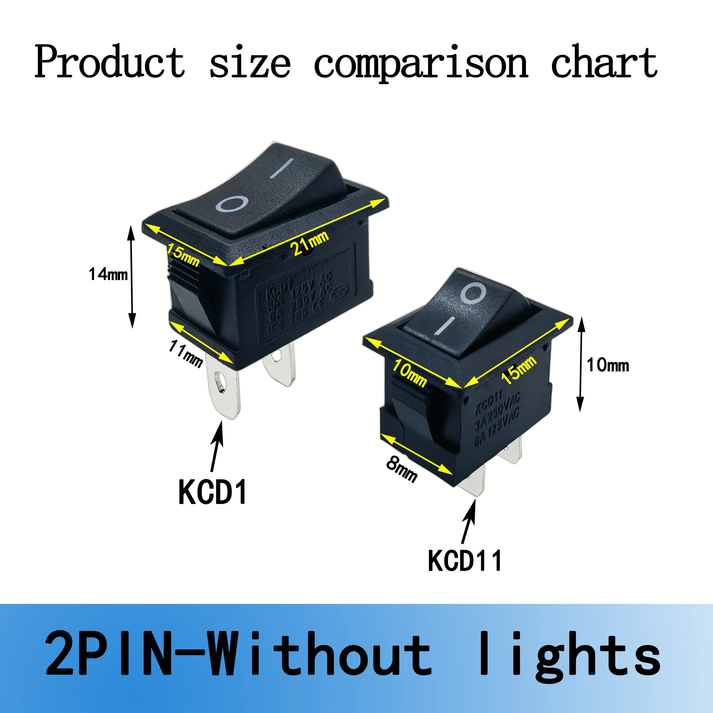 5/20/100 KCD1 power supply boat-shaped rocker switch KCD11 two-pin 2-position on-off 6A250V/10A125V AC