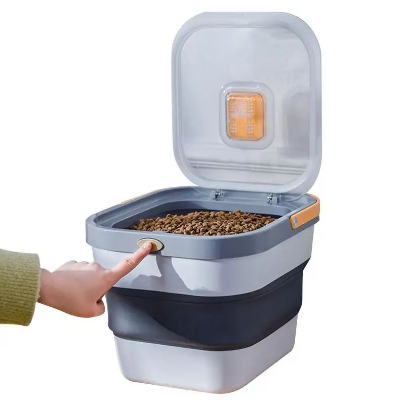 

Foldable Pet Food Box Pet Food Container Protable Airtight Bin For Cat Dog Food Storage With Lid For Treats Grains Rice