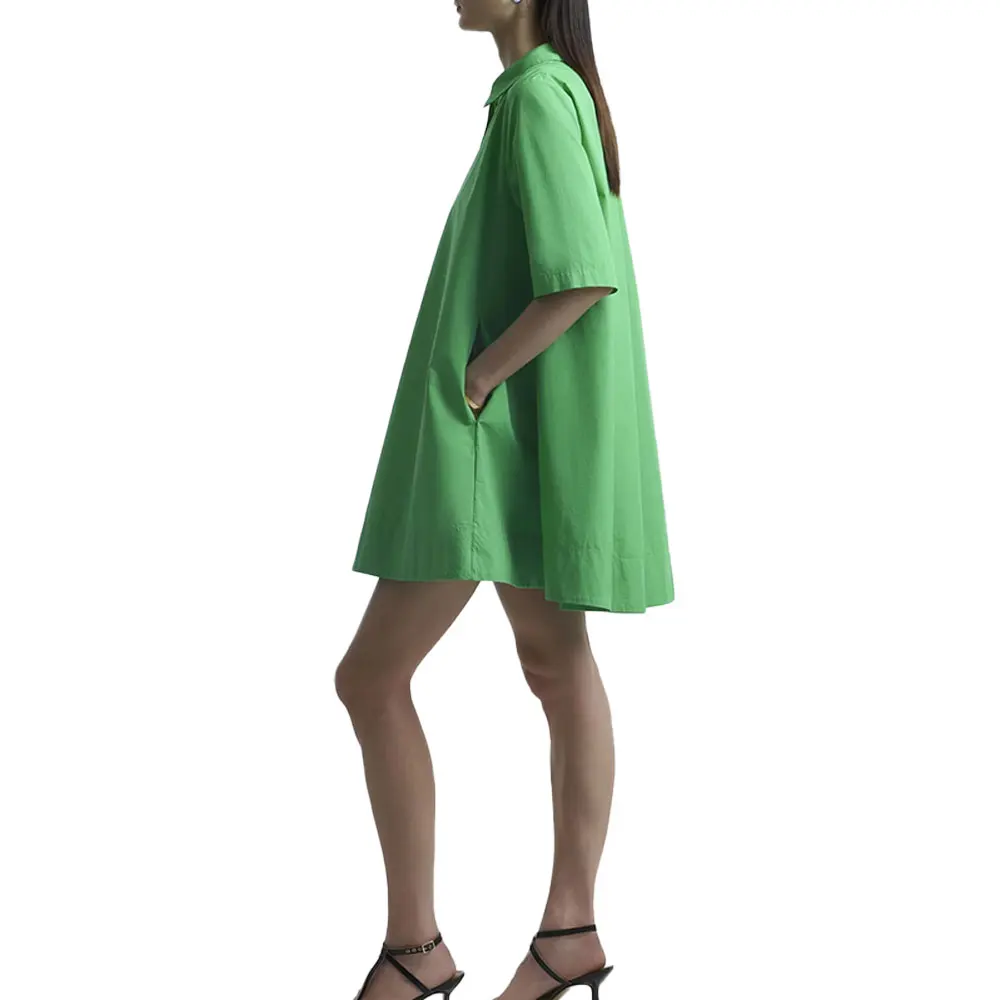 Willshela, moda para mujer, Mini vestido camisero holgado de algodón con brocado, cuello de solapa, manga corta, Vestidos cortos informales elegantes para mujer