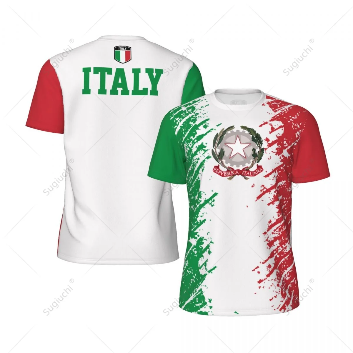 Exclusive design Italy Flag Grain 3D Printed Men For Running Bike Soccer Tennis Fitness Sports tshirt Mesh Fans Short T-shirt