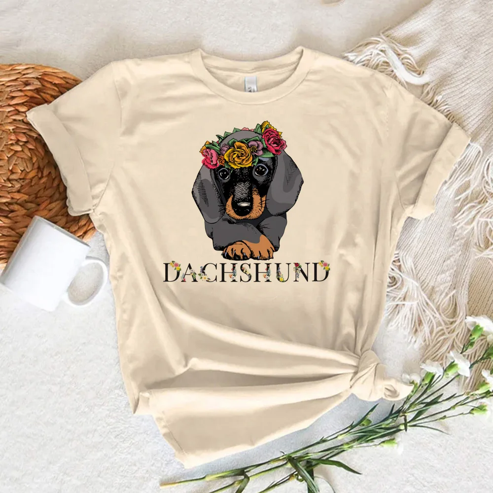 

Dachshund tshirt women funny Japanese t shirt female comic anime 2000s clothes