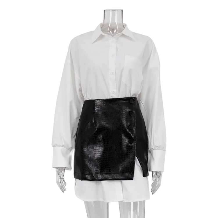 2025 New Fashion Women's Clothing Is A Complete Set of Simple and Loose White Shirts with Waist Seals