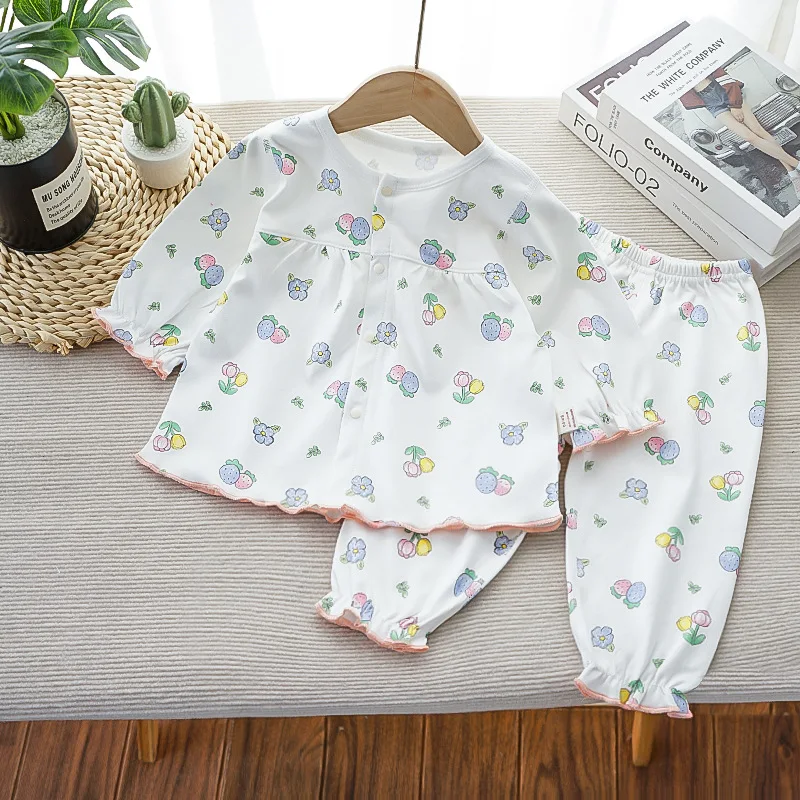 Little girl spring suit princess pure cotton class a baby two-piece set cute style