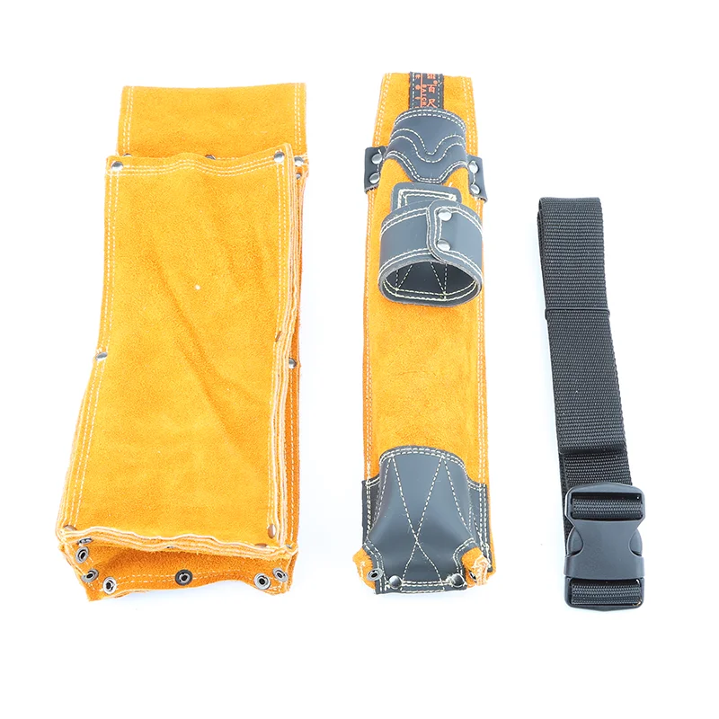 Borsa per il trasporto dell'asta di saldatura borsa per cintura da lavoro ad altezza borsa per asta di saldatura resistente all'usura in pelle di vacchetta ignifuga portatile