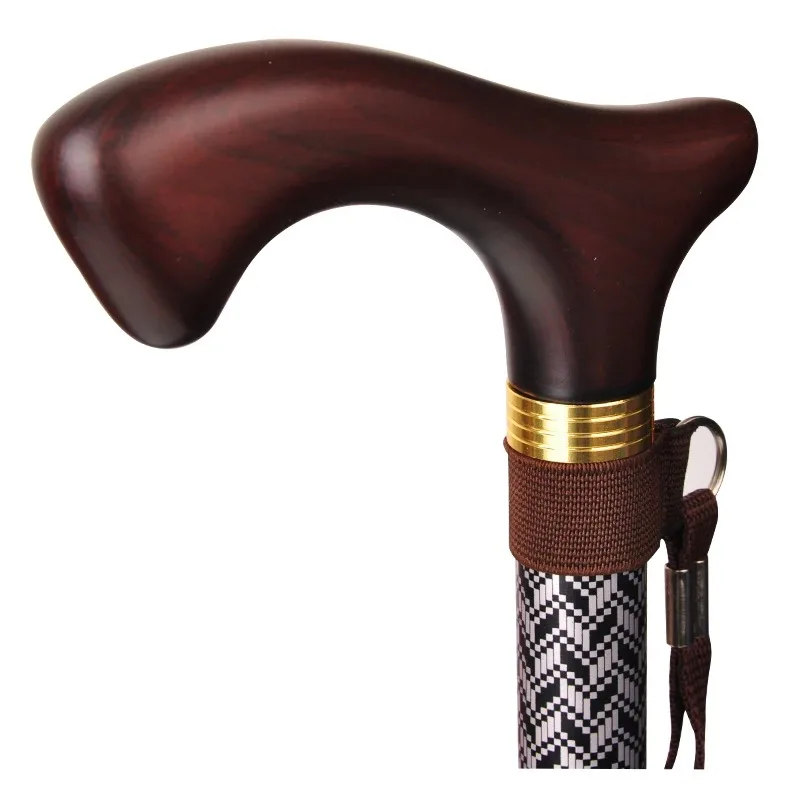 

Imported Walking Stick for the Elderly Folding Alpenstock Solid Wood Handle Aluminum Alloy Cane