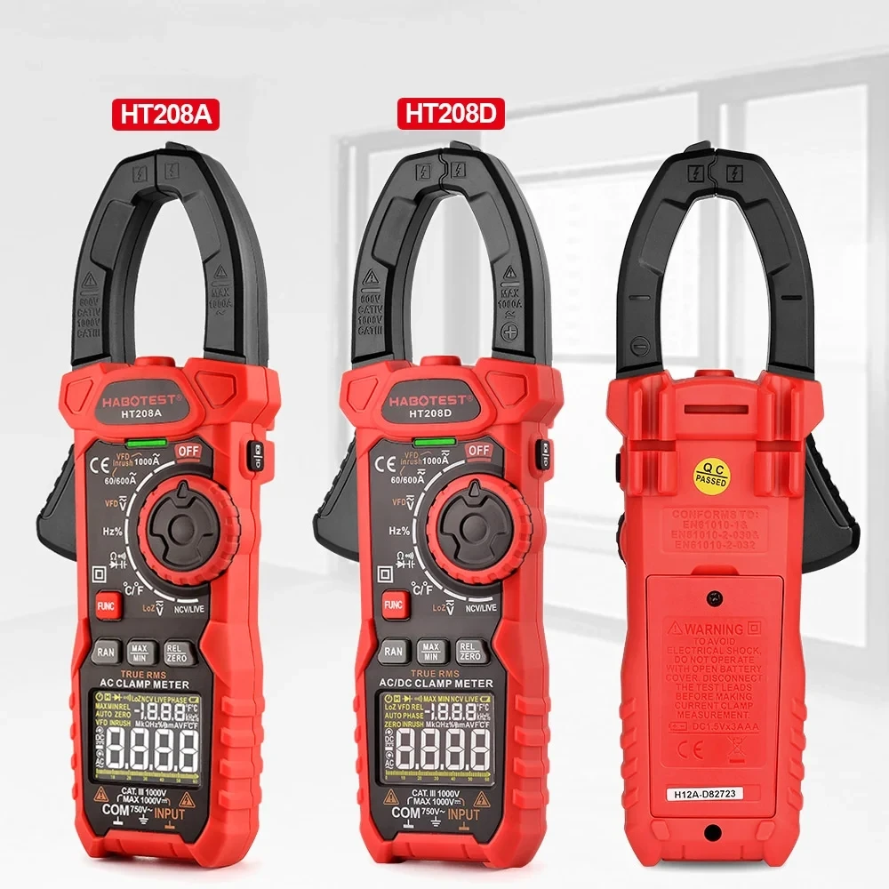 HT208D Digital Clamp Meter AC/DC Multimeter Clamp with Amp Volt Ohm Diode