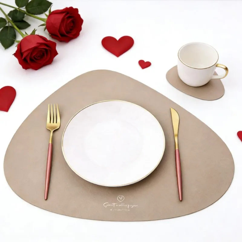 1/4/6er-Set Geschenk-Platzsets in Khaki mit Untersetzer-Set, waschbare Tischsets für quadratische und runde Tische, für Küche, Terrasse, drinnen und draußen