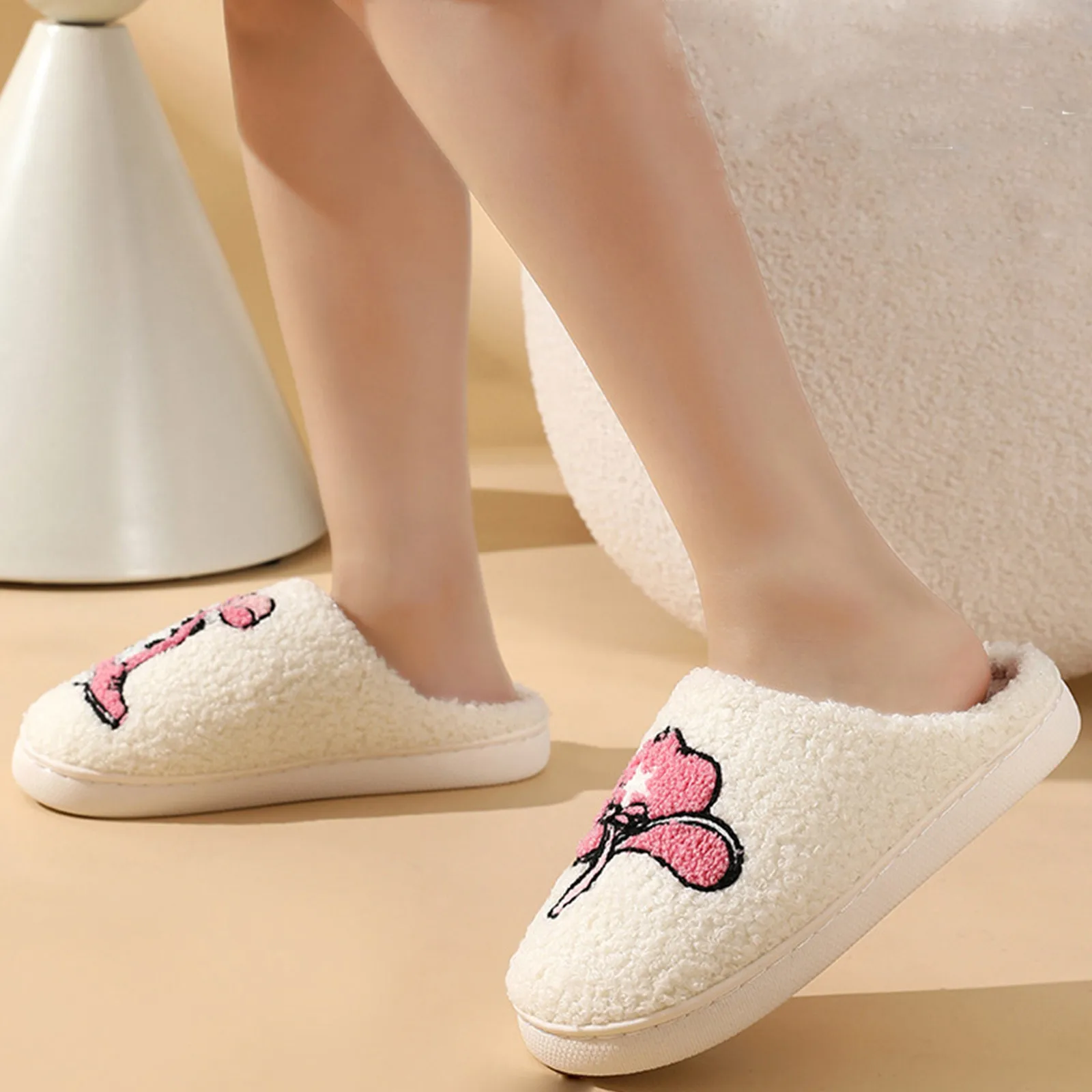 Comfortable Home Cute Fashion Cowboy Boots Cap Models Winter Cotton Slippers Women Couples Thick Bottom Warm Cotton Slippers