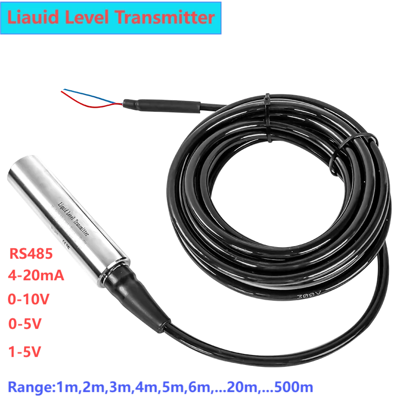 1-5V Liquid Level Transmitter DC24V Hydrostatic Water Level Sensor 0-10V RS485 0-5V 4-20mA Water Level Transducer 0-20M 15M 10M