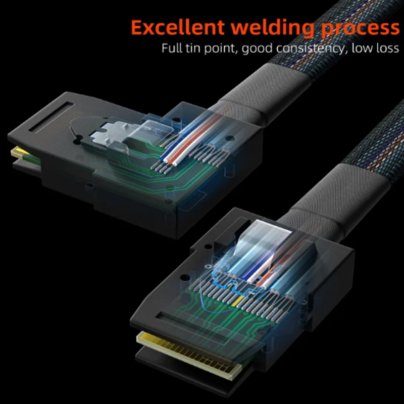 SFF-8087 to SFF 8087 36 Pin Internal Mini SAS to Right Angle SAS Cable, Compatible With RAID or PCI Express Controller