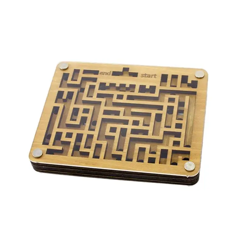 Quality Two Layers IQ Wooden Maze Brain Teaser Puzzles Game Gift for Adults Kids