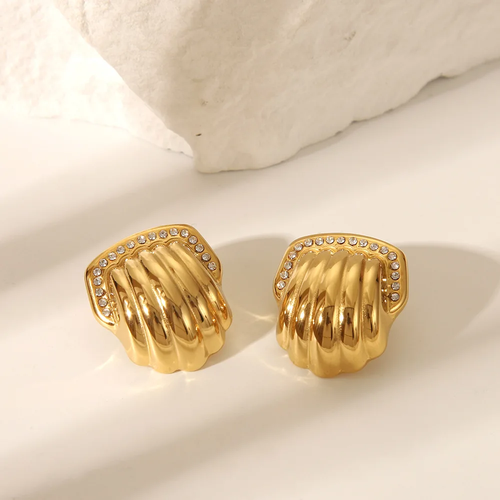 أقراط على شكل قلب من الفولاذ المقاوم للصدأ للنساء، إكسسوار أذن على شكل صدفة