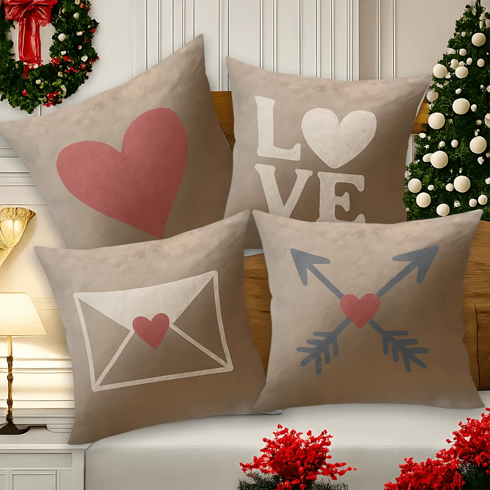 Romantic love heart-shaped envelope printing pillow cover Short plush Suitable living rooms bedrooms sofas throw cushion cover