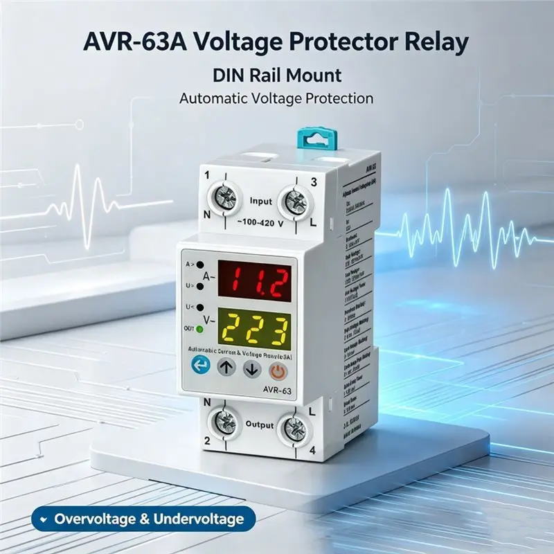 AVR-63A Dual Display Adjustable Voltage And Over-Current Protection Relay Based Automatic Voltage Protector