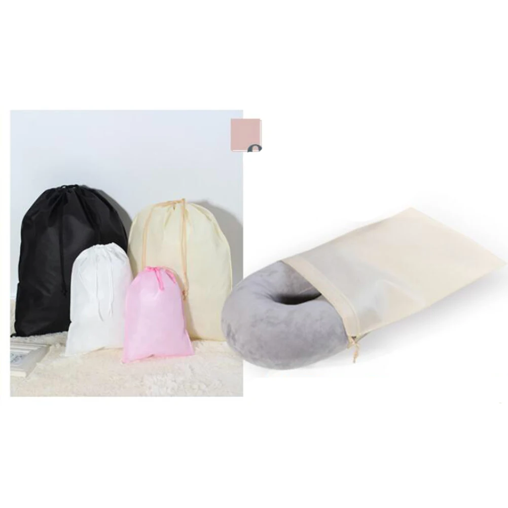 

10pcs Non-Woven Slippers Bag Transparent Drawstring Storage For Travel Shoe Organizer Dust Proof Space Saving Pouch Packaging