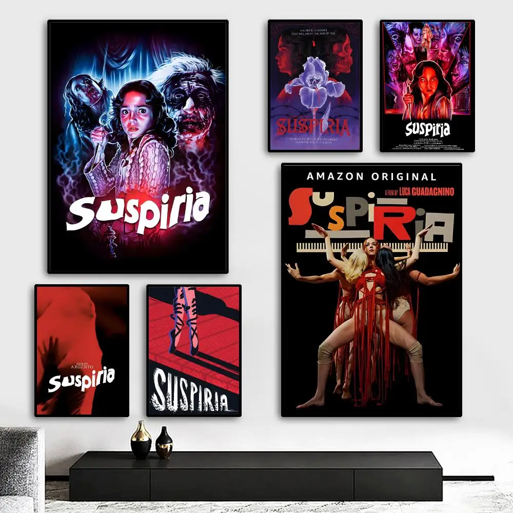 Suspiria Vintage Horror Movie Painting Calligraphy HD Canvas Poster living room bedroom bar aesthetic decoration