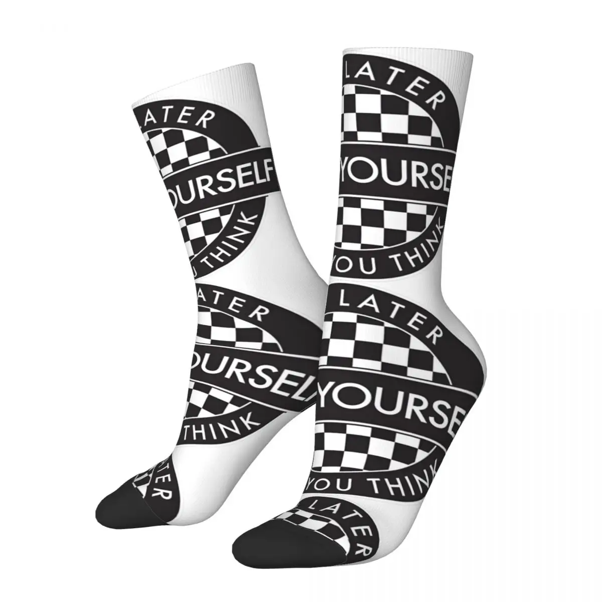 ENJOY YOURSELF IT's LATER THAN YOU THINK Men's Socks Retro Harajuku Tate McRae Street Style Novelty Pattern Crew Sock