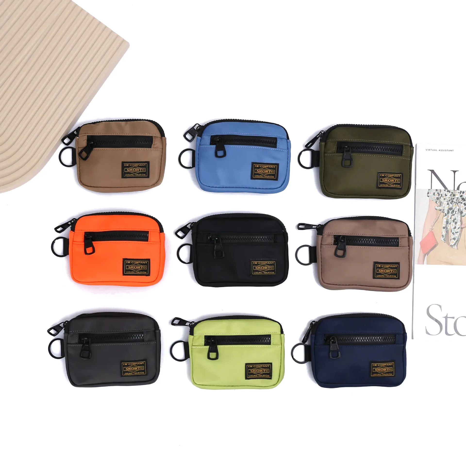 Trendy Oxford Cloth Coin Purse Unisex Portable Small Card Bag Workwear Style Casual Multifunctional