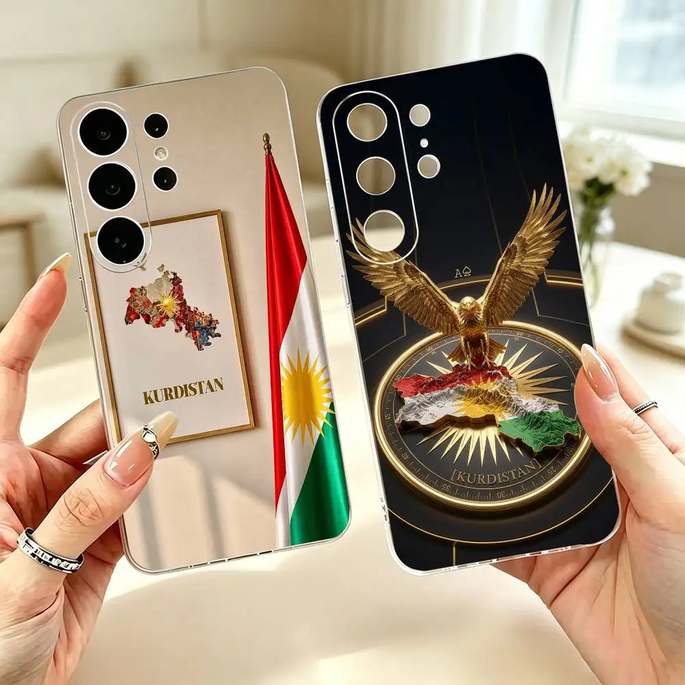 K-Kurdistan Flag Logo Support  Transparent Phone Case For Samsung S25 S24 S23 S22 S21 S20 Ultra Plus FE Lite Note