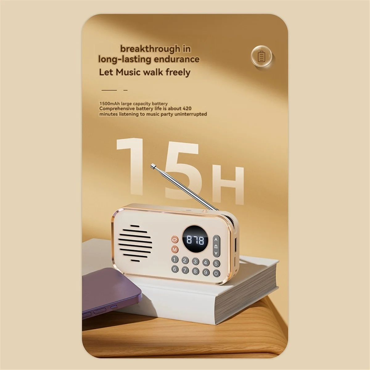 Altavoz Bluetooth Radio FM portátil Recargable Pequeño altavoz inalámbrico Bluetooth Estéreo envolvente