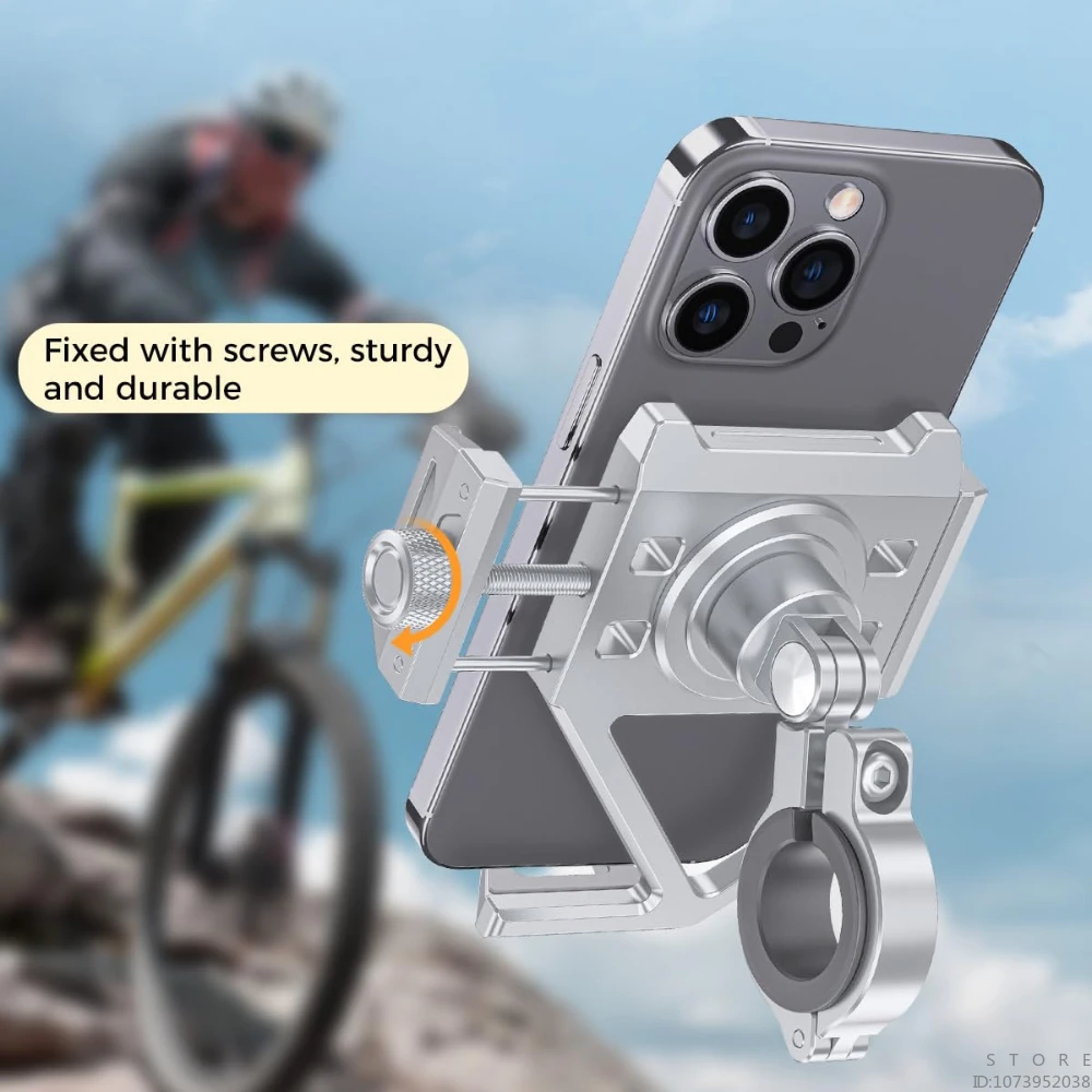 Motorcycle Phone Mount Aluminum Alloy Phone Holder Clip for Bicycle Handlebar Mount Universal for Cellphone 4.7-7.9 Inches