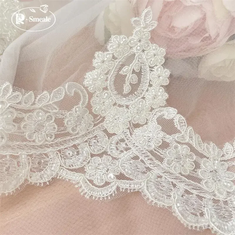 3-10Yards,high Quality Ivory White Beading Wedding Dress Lace Trim, Handmade DIY Weeding Craft Materials, Clothing Accessorie
