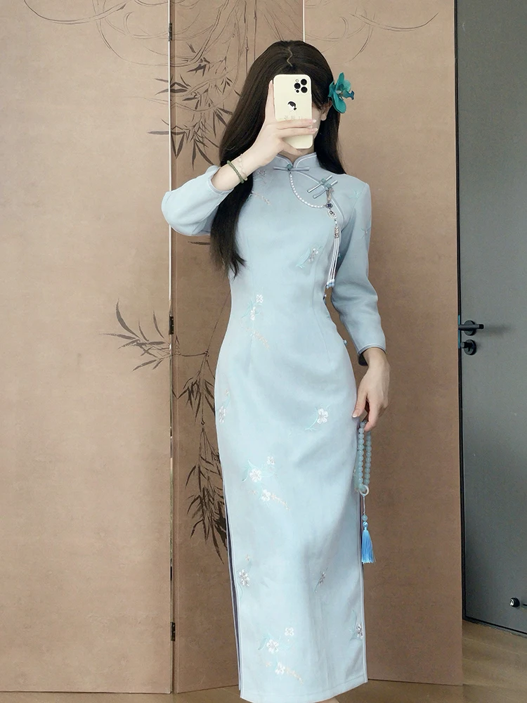 

Новинка Ting Yue Ling 2026: Улучшенная китайская элегантная высококачественная одежда для молодежи, весна-осень, с цветочным узором, рукав 3/4