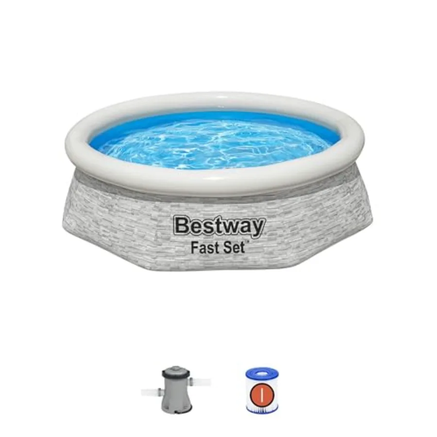 

Above Ground Swimming Pool Set 8' x 24" Round Inflatable Outdoor Backyard Pool with 497 Gallon Water Ccity and 330 GPH Filter P